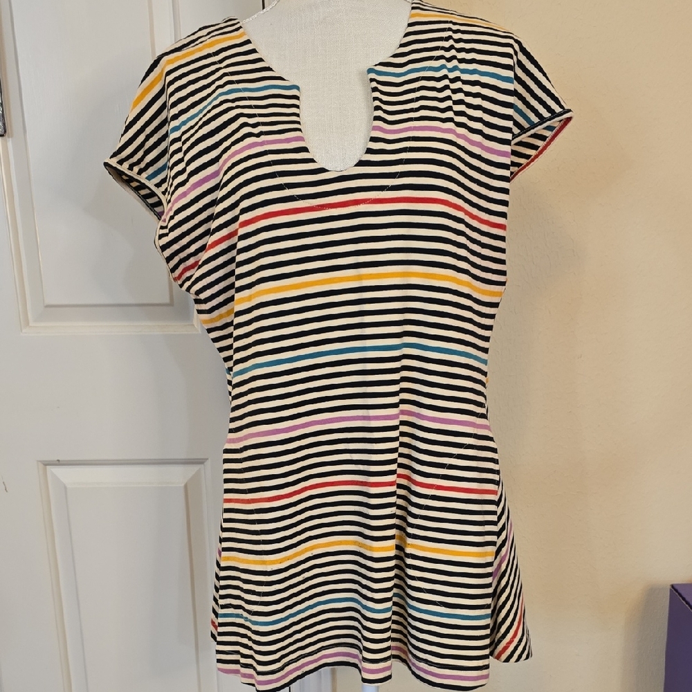 Effie's Heart Black and White Striped Tunic with Pastel Accent Stripes